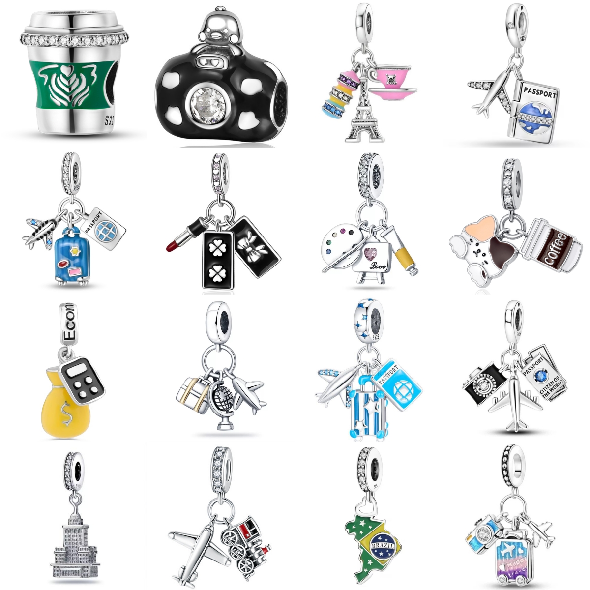 Travel Accessories Drawing - Браслет-шарм из серебра 925 пробы серии