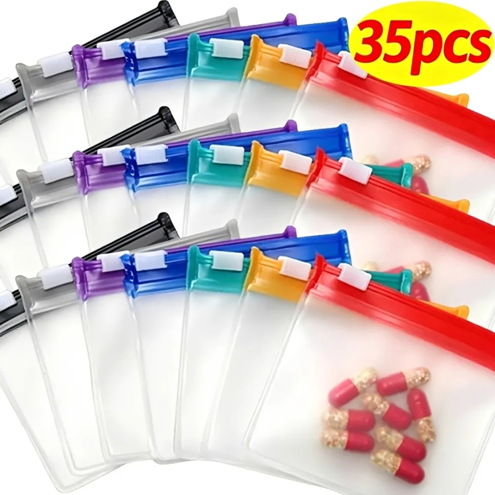 Travel Ziplock Bags - Мини-мешочки для таблеток, разноцветные, многоразовые, самозакрывающиеся,